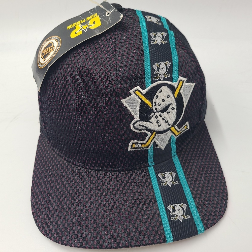 Vintage Anaheim Mighty Ducks Hat Drew Pearson Adjustable 90s‎ Purple NHL Casual